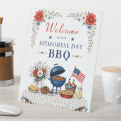愛国的なフローラル メモリアルデイ BBQ | ウェルカムサイン 台座サイン (インサイチュ)