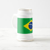 愛国的なブラジル国旗 ビールジョッキ (正面左)
