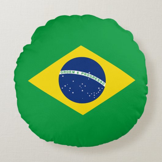 愛国的なブラジル国旗 ラウンドクッション (正面)