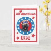 愛国的なブラック・ラボ カード (黄色い花)