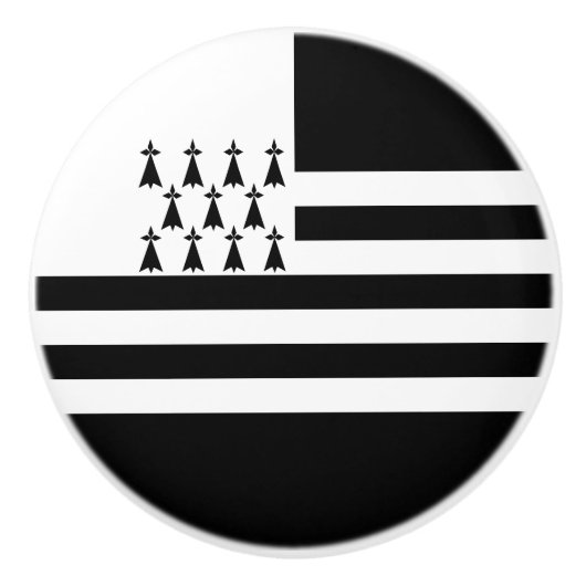 愛国的なブリタニー国旗 セラミックノブ (正面)