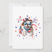 愛国的なブルドッグウーフハッピー七月4日 招待状 (裏面)