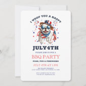 愛国的なブルドッグウーフハッピー七月4日 招待状 (正面)