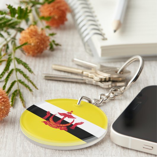 愛国的なブルネイ国旗のキーチェーン キーホルダー (正面右)