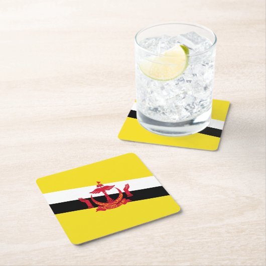 愛国的なブルネイ国旗の正方形紙コースター スクエアペーパーコースター (インサイチュ)