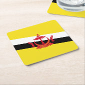 愛国的なブルネイ国旗の正方形紙コースター スクエアペーパーコースター (アングル)