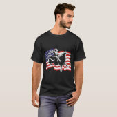 愛国的なブルライダーウェスタンロデオアメリカ国旗B Tシャツ (正面フル)