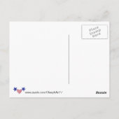 愛国的なブルースター赤と白ストライプハート ポストカード (裏面)