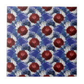 愛国的なブルーローズブーケ タイル (正面)