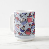 愛国的なブルー7月4日カップケーキカスタム コーヒーマグカップ (正面左)