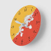 愛国的なブータン国旗 ラウンド壁時計 (傾斜)