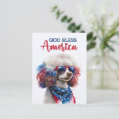 愛国的なプードル、神の祝福アメリカのはがき ポストカード (スタンド正面)