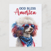 愛国的なプードル、神の祝福アメリカのはがき ポストカード (正面)