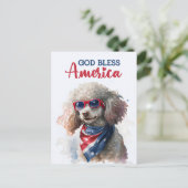 愛国的なプードル、神の祝福アメリカのはがき ポストカード (スタンド正面)