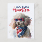 愛国的なプードル、神の祝福アメリカのはがき ポストカード (正面)