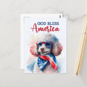愛国的なプードル、神の祝福アメリカのはがき ポストカード