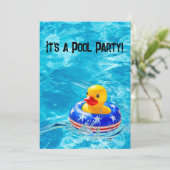 愛国的なプールパーティーの黄色いアヒル 招待状 (スタンド正面)