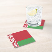 愛国的なベラルーシの国旗広場紙コースター スクエアペーパーコースター (インサイチュ)