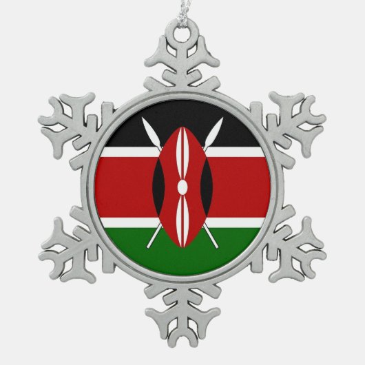 愛国的なペーター雪片オーナメントケニア国旗 スノーフレークピューターオーナメント (正面)