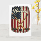 愛国的なホッケー アメリカ国旗 スポーツ カード (黄色い花)