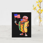 愛国的なホットドッグ アメリカ国旗 米国 面白い 4日 の カード (黄色い花)