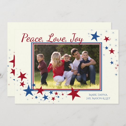 愛国的なホリデースターズの写真 シーズンカード (正面/裏面)