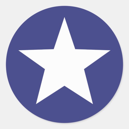 愛国的なホワイトスターオンブルー ラウンドシール (正面)