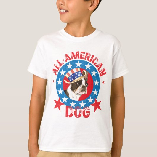 愛国的なボストン・テリア Tシャツ (正面)