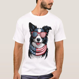 愛国的なボーダーコリー Tシャツ