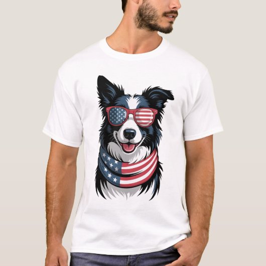 愛国的なボーダーコリー Tシャツ (正面)