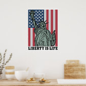 愛国的なポスター – 自由の女神 – 米国国旗 ポスター (キッチン)