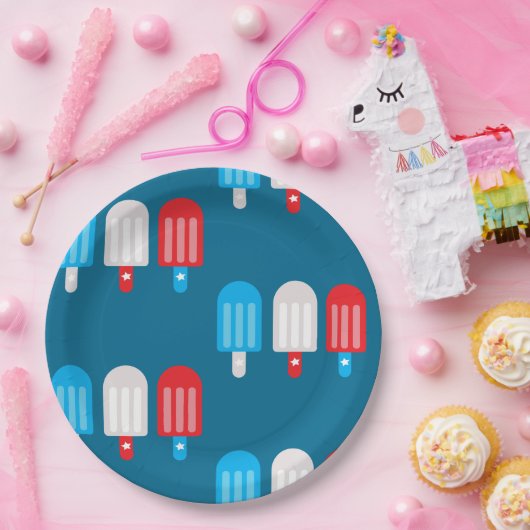 愛国的なポップシクル模様 ペーパープレート (パーティー)