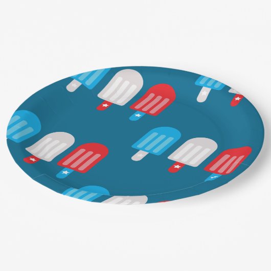 愛国的なポップシクル模様 ペーパープレート (アングル)