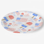 愛国的なポップシクル&花火パーティープレート ペーパープレート (アングル)