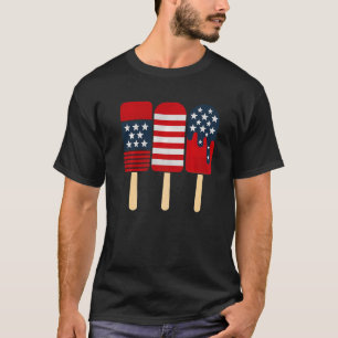 愛国的なポプシクルサマーアイスクリームロリーレッドWhi Tシャツ