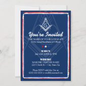 愛国的なマソニック招待状 |白と青（赤） 招待状 (正面)