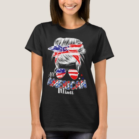 愛国的なミニィの7月4日のおだんごヘア Tシャツ (正面)