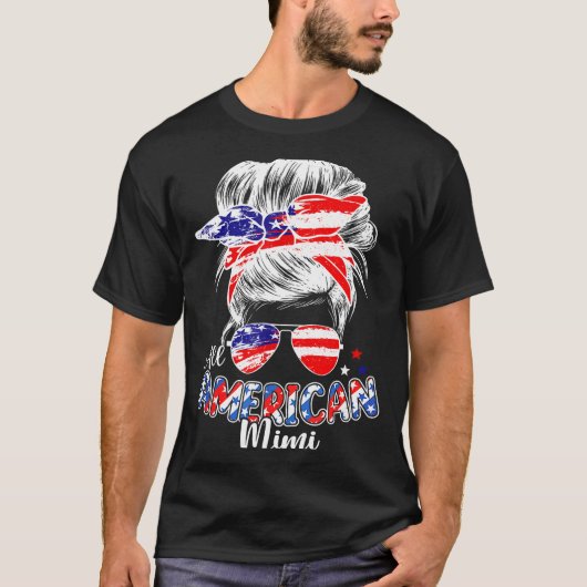 愛国的なミニィ 7月4日 メッシー バン ヘアー Tシャツ (正面)