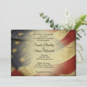 愛国的なミリタリー アメリカン ヴィンテージ フラッグ ウェディング 招待状 (スタンド正面)