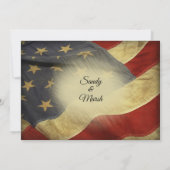 愛国的なミリタリー アメリカン ヴィンテージ フラッグ ウェディング 招待状 (裏面)