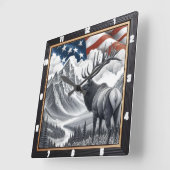 愛国的なムースマウンテンランドスケープ スクエア壁時計 (傾斜)