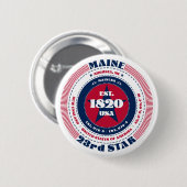 愛国的なメインサークルウィズ州詳細 缶バッジ (正面&裏面)