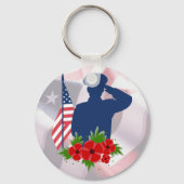 愛国的なメモリアルデーアメリカ軍兵士の敬礼 キーホルダー (裏面)