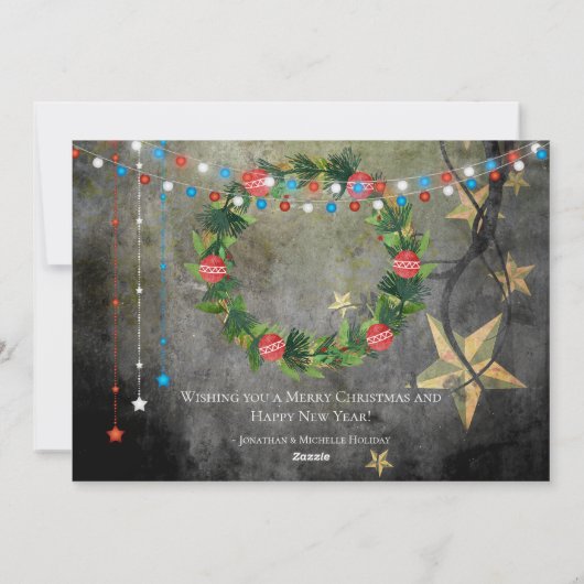 愛国的なメリークリスマススターズnライト、リース シーズンカード (裏面)