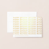 愛国的なメリークリスマス書道金ゴールド 箔カード (裏面封筒付き)