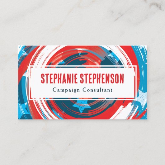 愛国的なモダン赤白青抽象芸術 名刺 (正面)