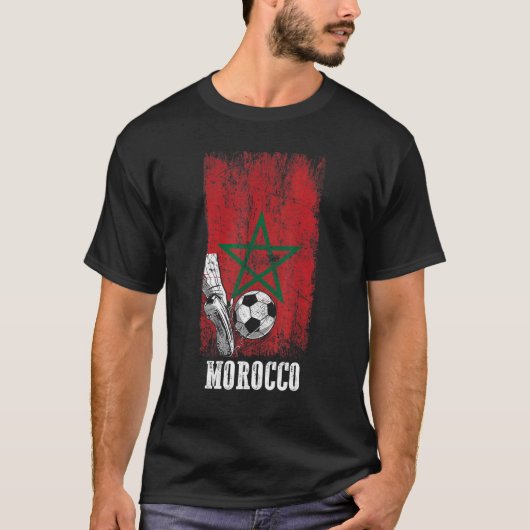 愛国的なモロッコのサッカー選手モロッコ国旗Socc Tシャツ (正面)