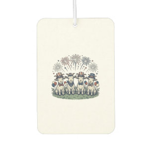 愛国的なヤギの花火 ビンテージTシャツデザイン_1 カーエアーフレッシュナー
