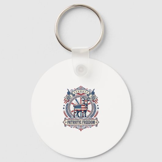 愛国的なヤギ農場のベクターグラフィックTシャツ_1 キーホルダー (正面)