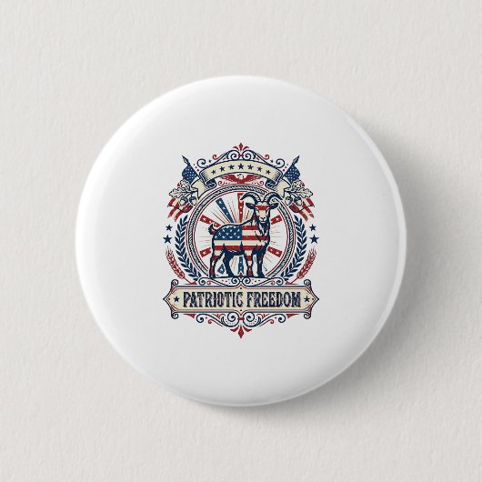 愛国的なヤギ農場のベクターグラフィックTシャツ_1 缶バッジ (正面)